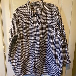 Duluth trading company plus size flannel tunic. Black and whit checks. 3x